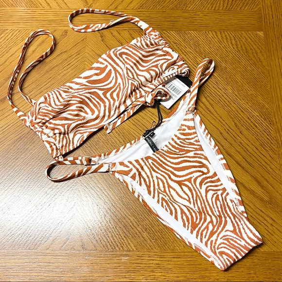 Kendall & Kylie Other - KENDALL + KYLIE High Leg Zebra Print Bikini XL